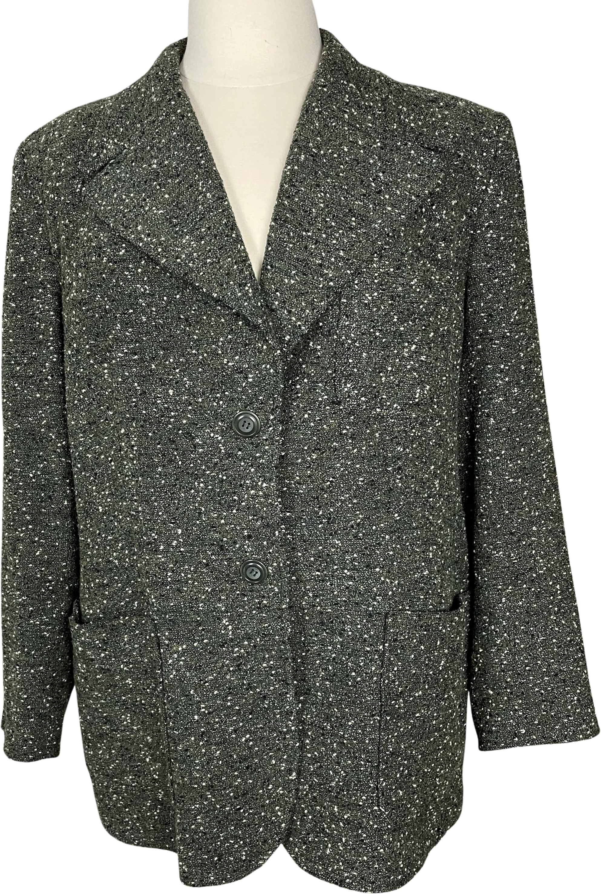Jacket Size 18w Plus Green Worsted Wool Coat By Austin Reed