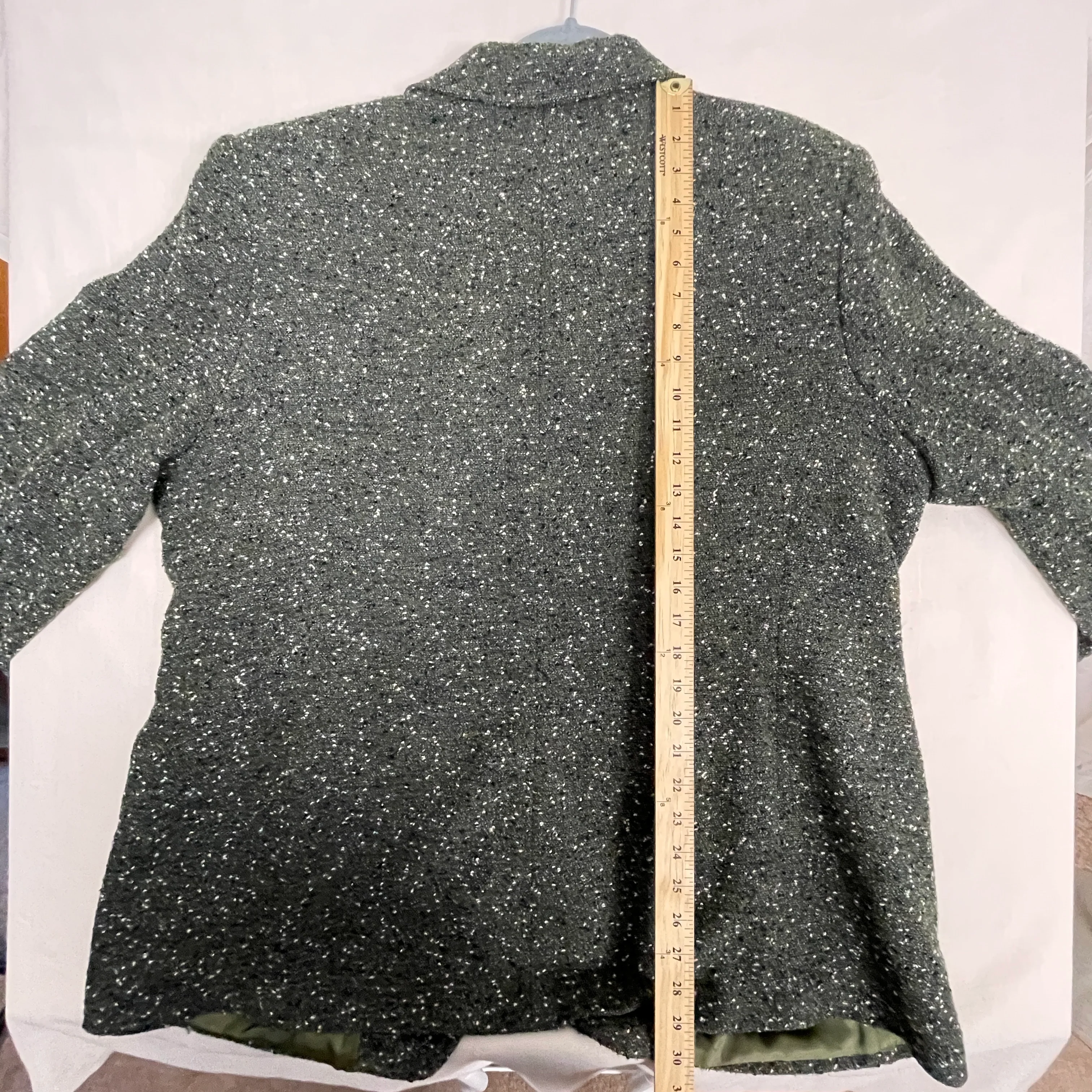 Jacket Size 18w Plus Green Worsted Wool Coat By Austin Reed - Image 16