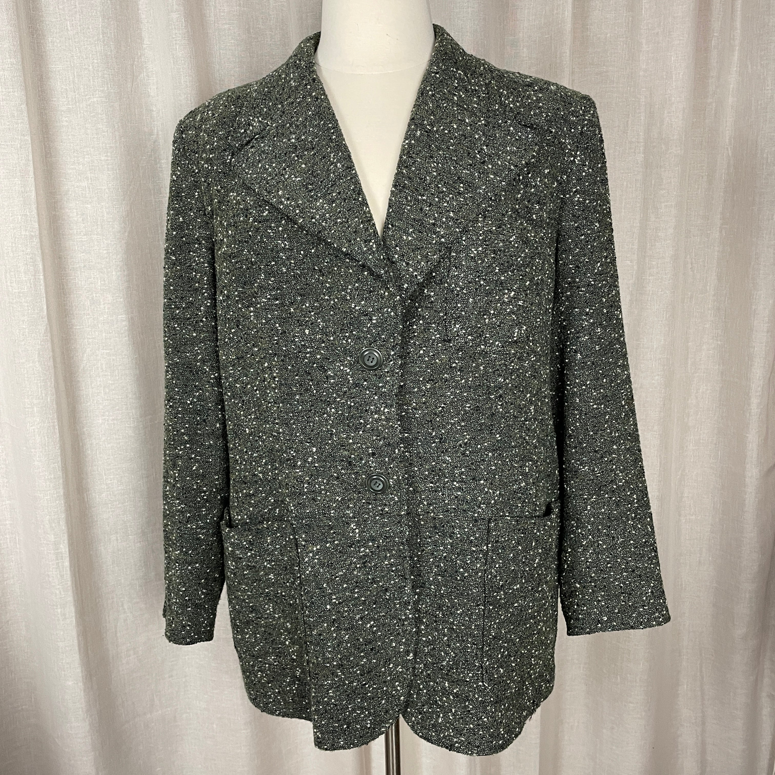 Jacket Size 18w Plus Green Worsted Wool Coat By Austin Reed - Image 3