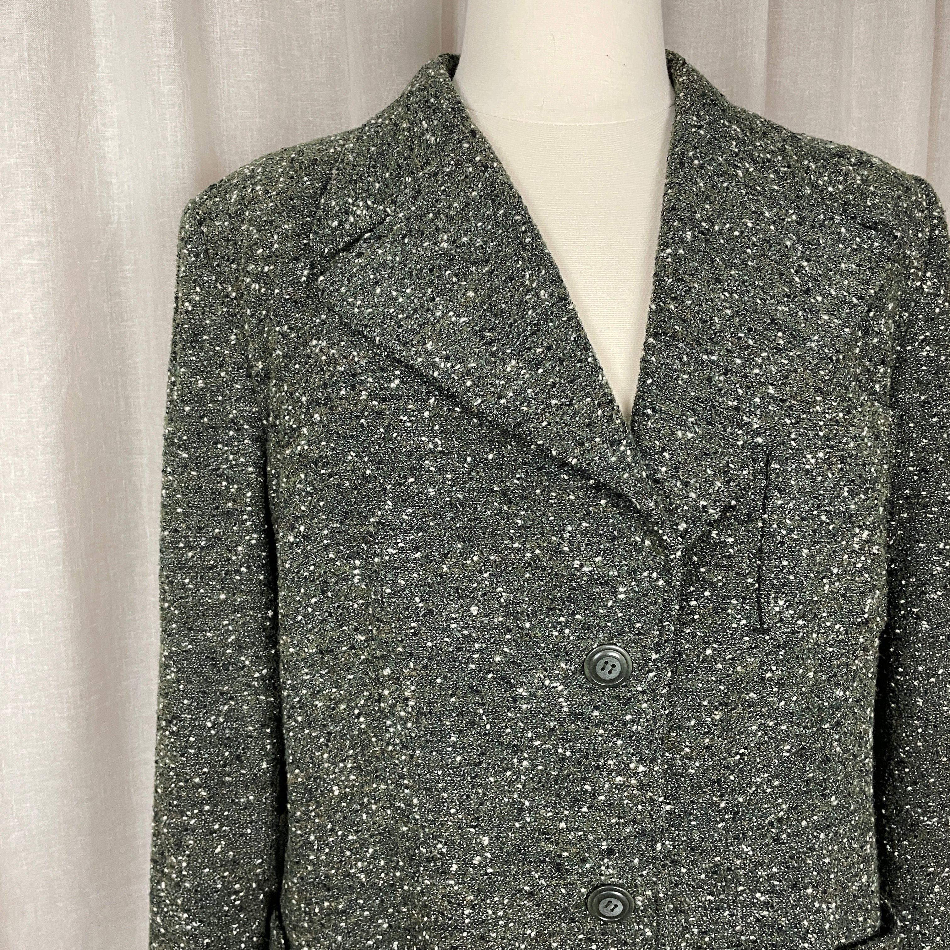 Jacket Size 18w Plus Green Worsted Wool Coat By Austin Reed - Image 5