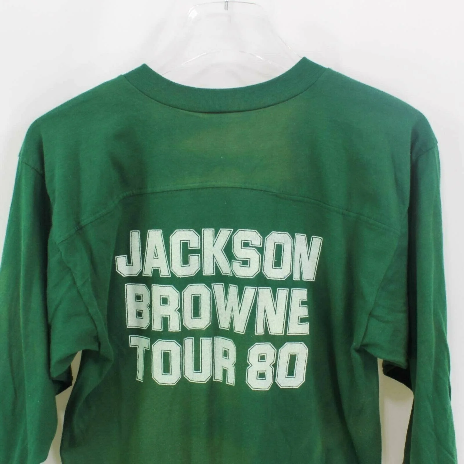 Jackson Browne Hold Out Tour Concert 80 Mens Graphic T-Shirt Green Quarter Length Sleeve - Image 3