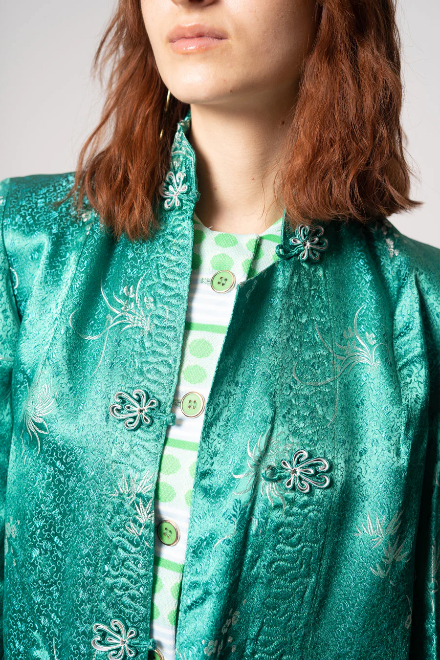 Jade and Silver Satin Coat - Image 3
