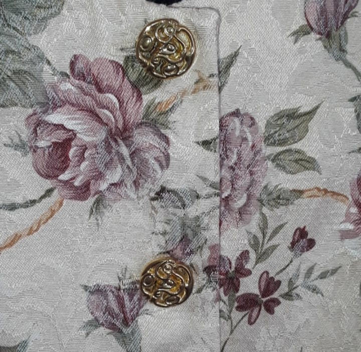 80's Short Sleeve Pink Floral Buttoned Blazer Blouse by More Jazz - Image 3