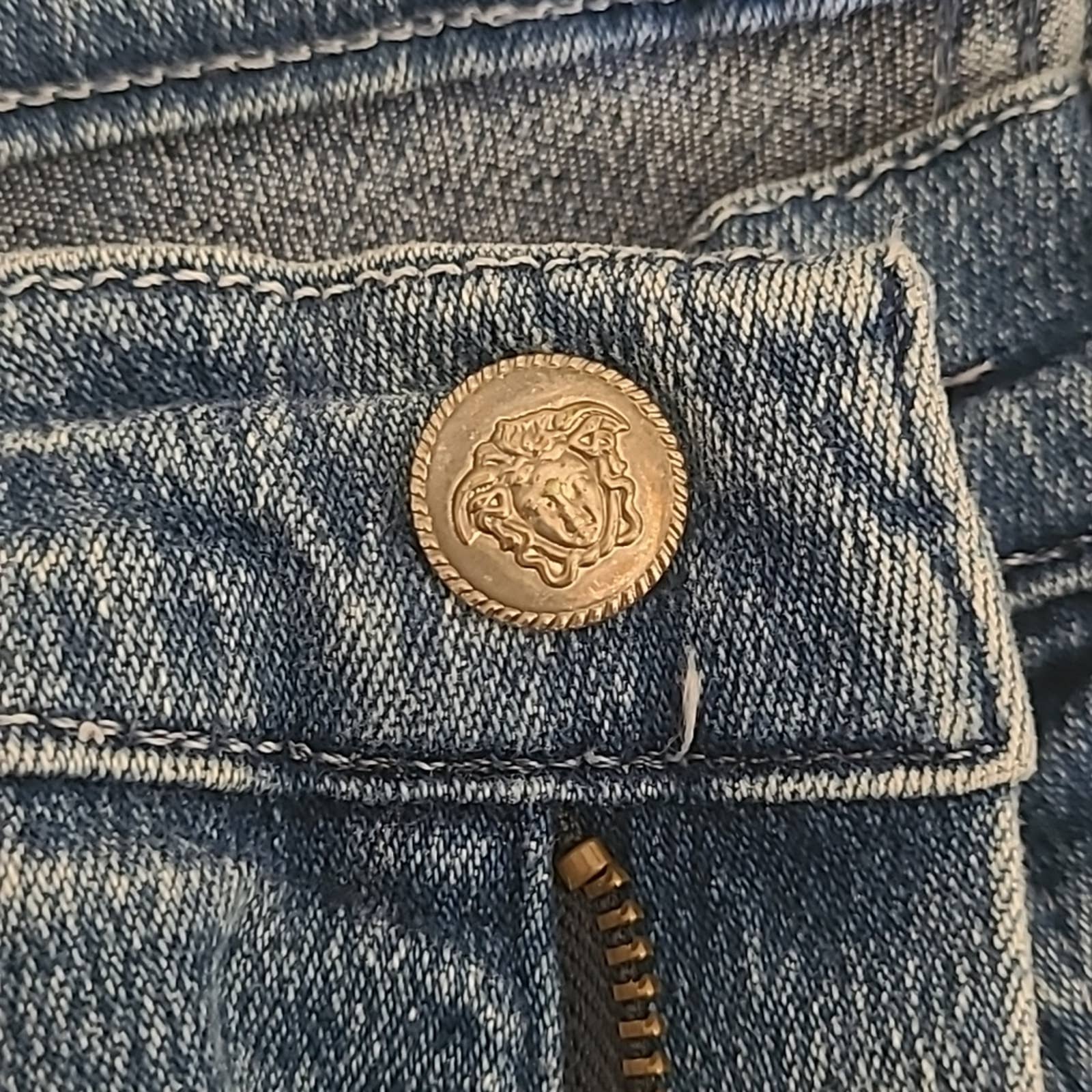 Jeans Signature Vtg Blue Medium-Wash High-Rise Slim Fit Denim Jeans - Xs by Versace - Image 8