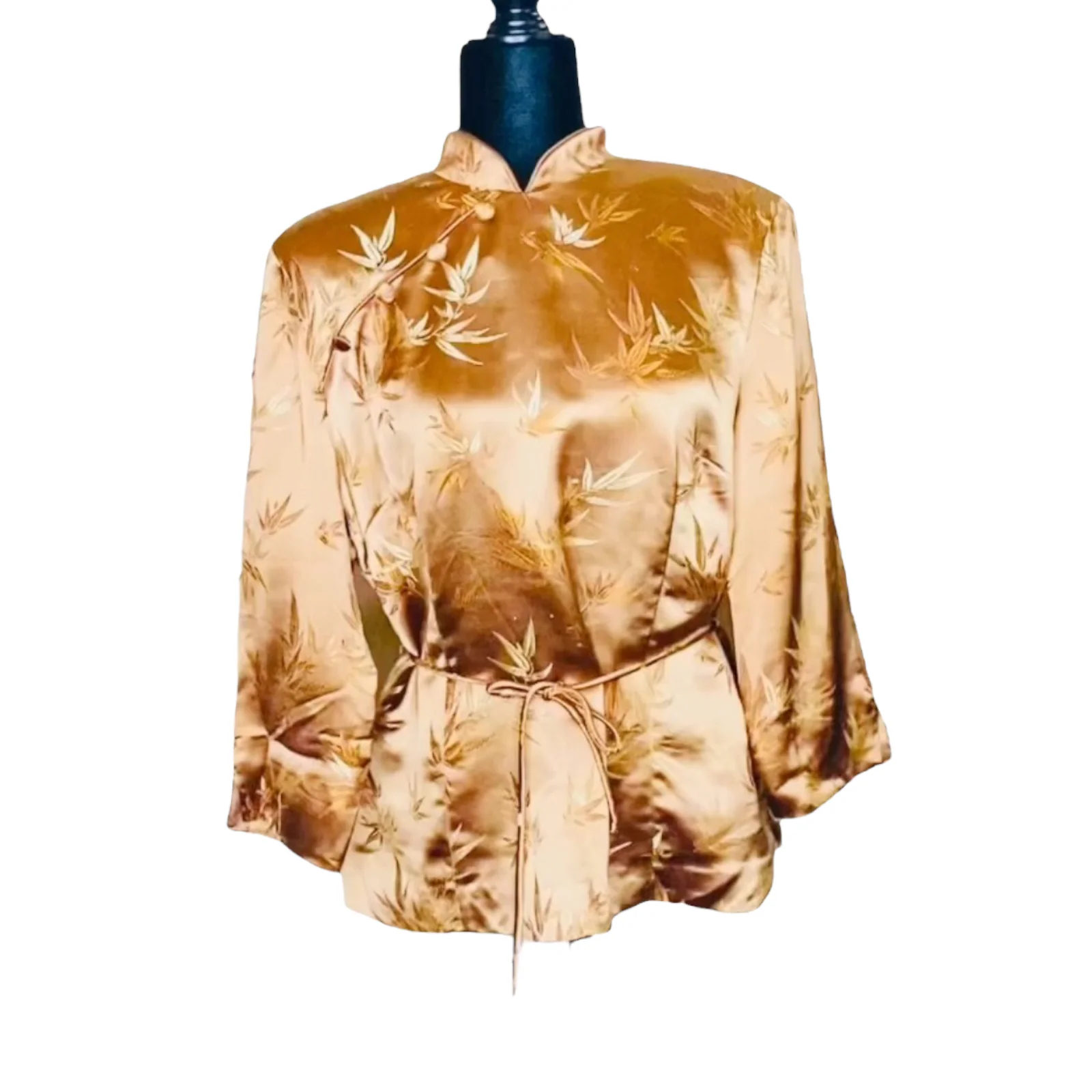 80s/90s Jessica Howard Vintage Robe Satin Top Jacket Gold By Jessica Howard - Image 11