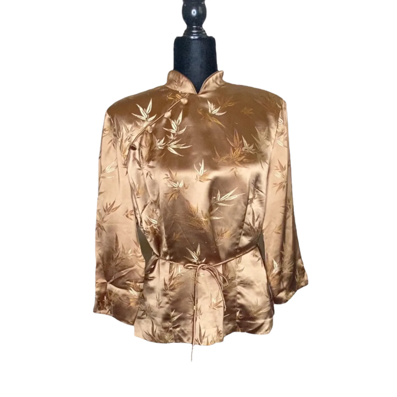80s/90s Jessica Howard Vintage Robe Satin Top Jacket Gold By Jessica Howard - Image 4