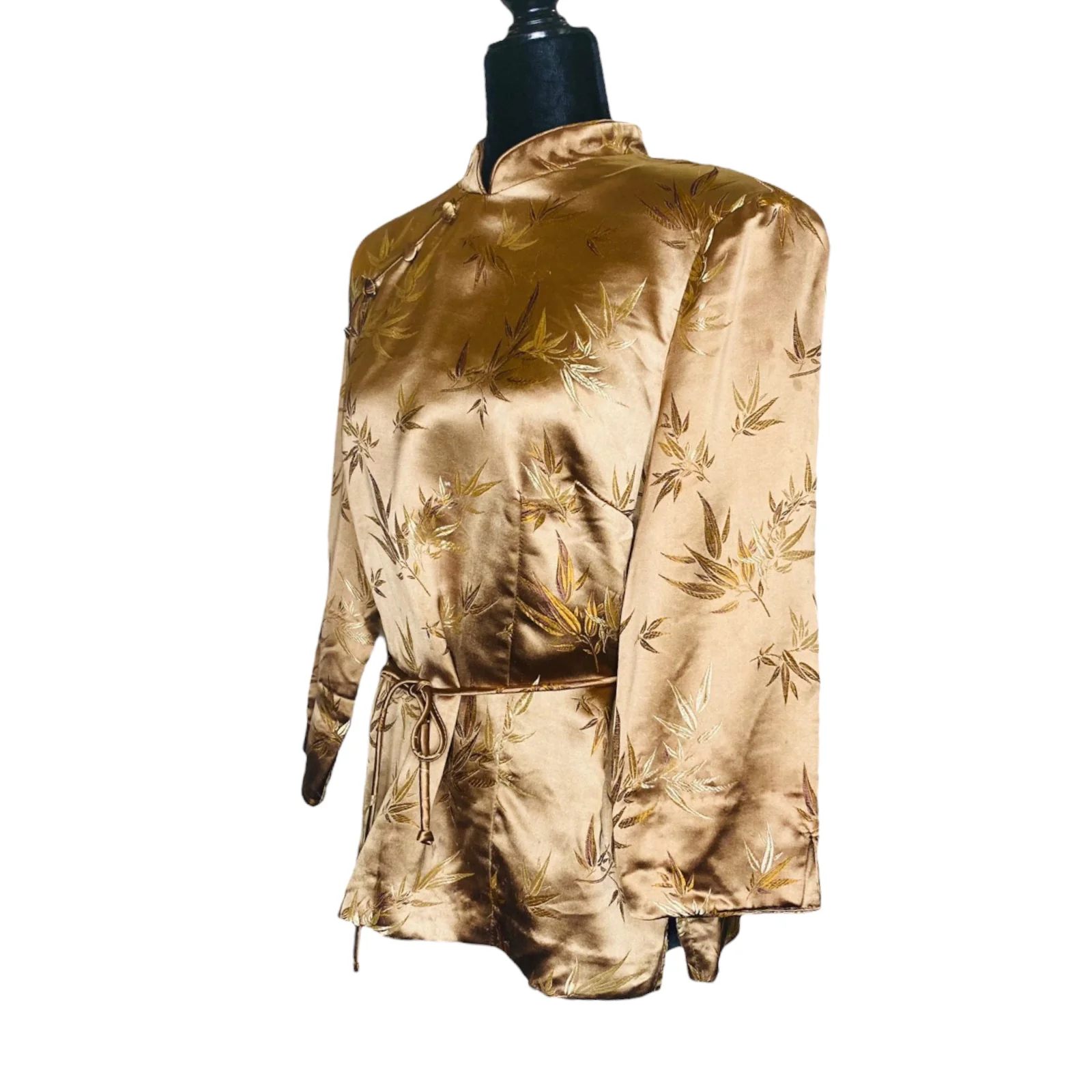 80s/90s Jessica Howard Vintage Robe Satin Top Jacket Gold By Jessica Howard - Image 5