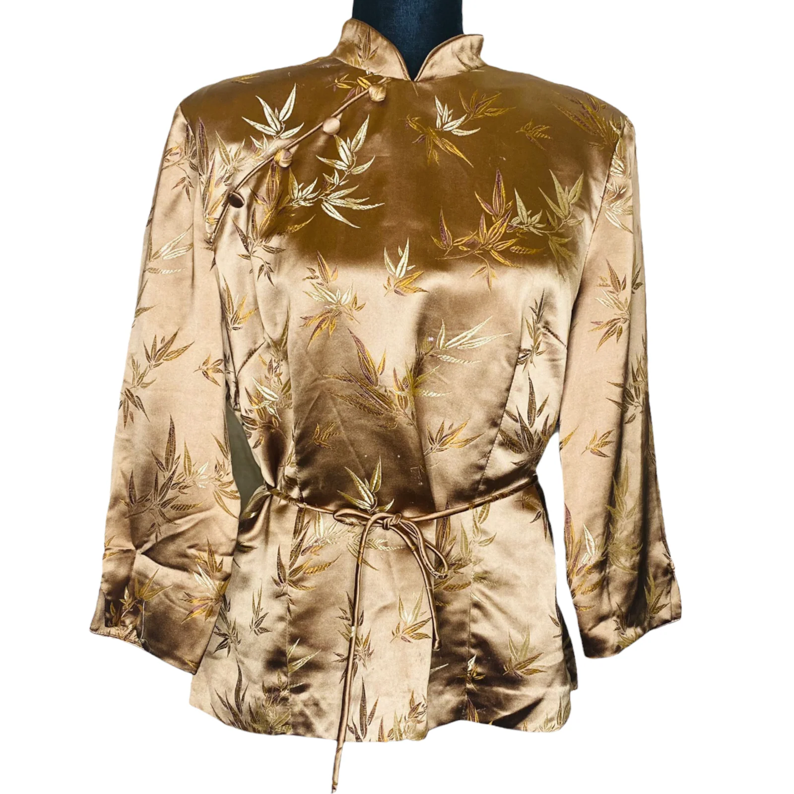 80s/90s Jessica Howard Vintage Robe Satin Top Jacket Gold By Jessica Howard - Image 9