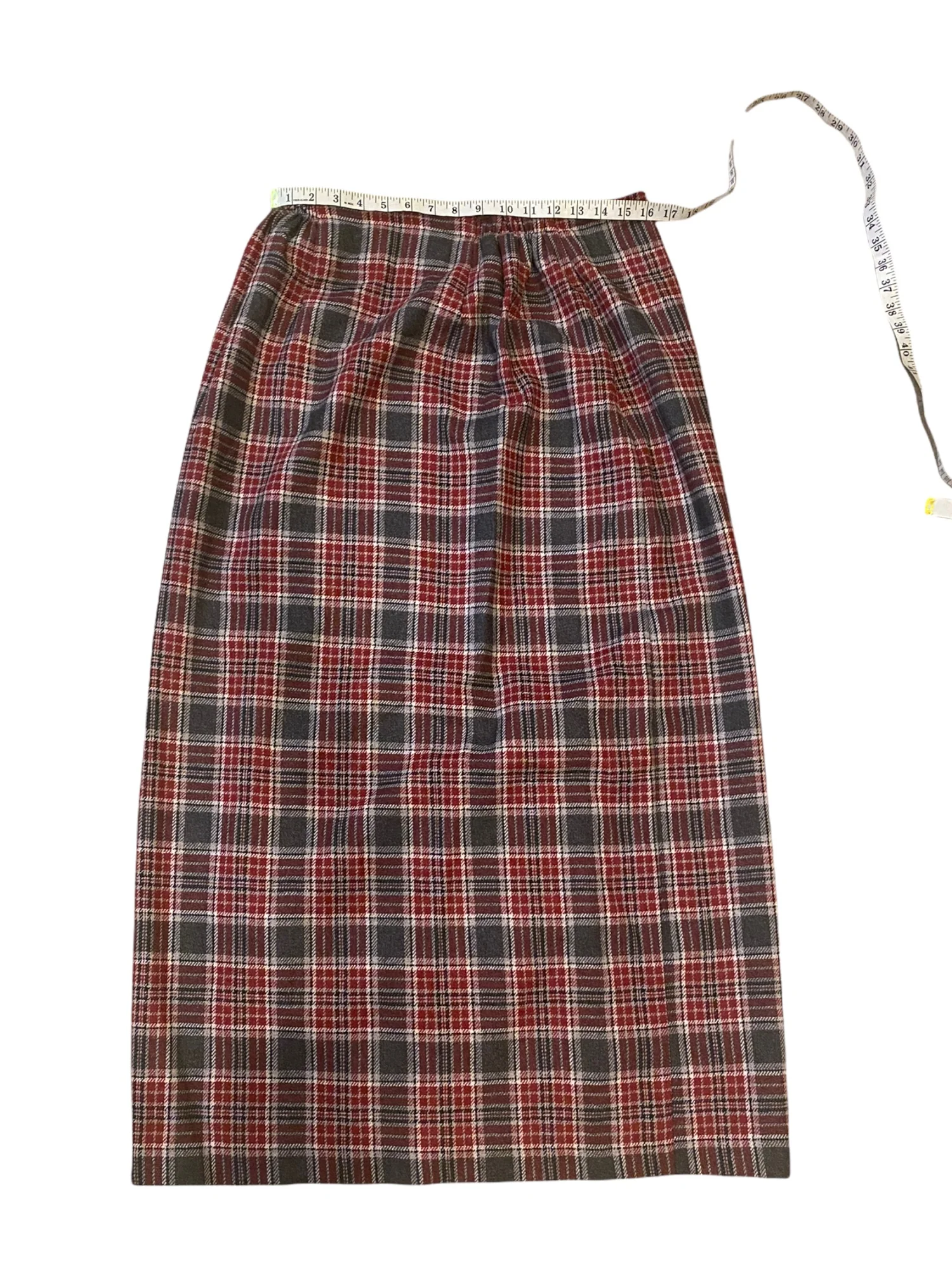 Jessica London Vintage Maxi Skirt Wool Plaid Belt Buckle Accents Red Gray 1 by Jessica London - Image 10