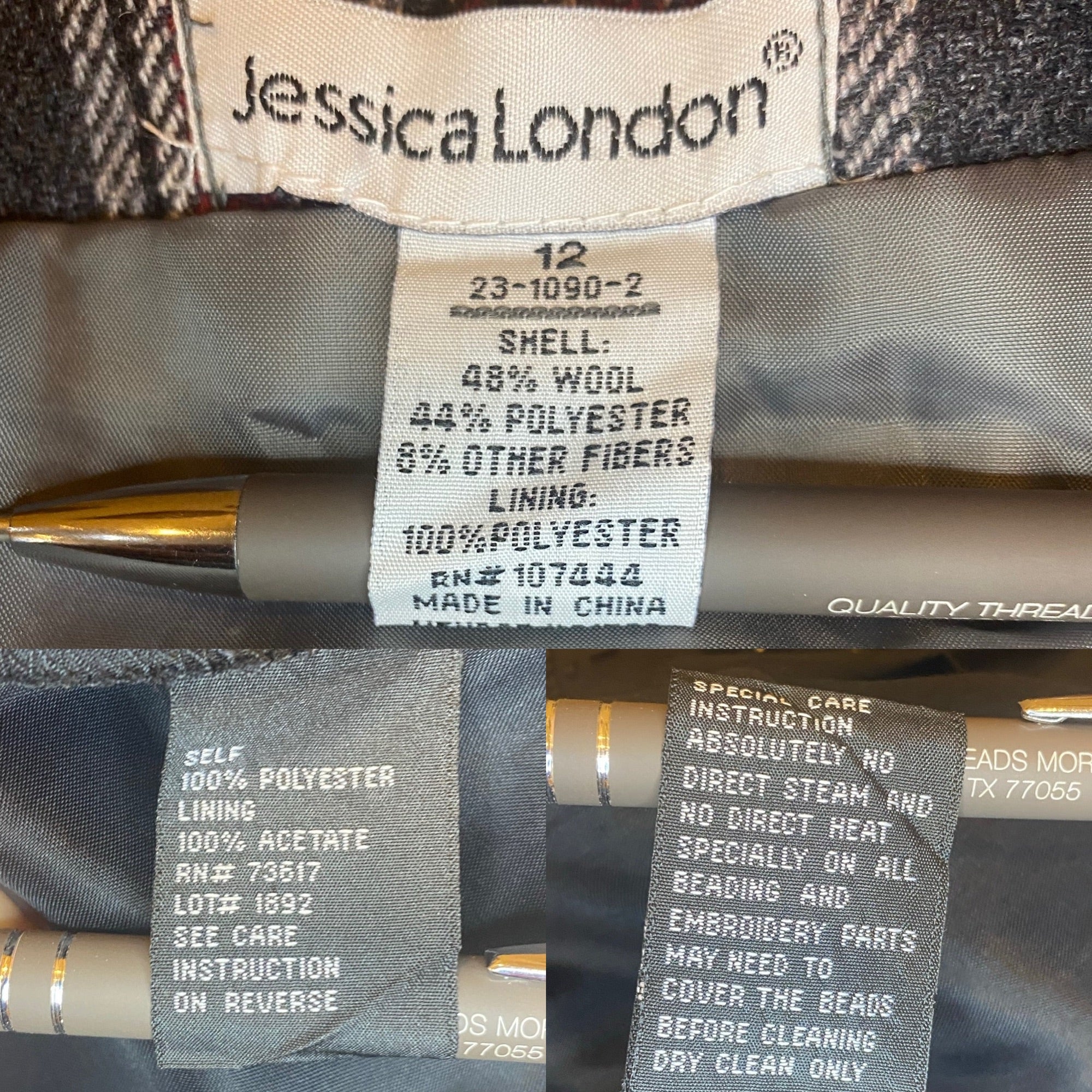 Jessica London Vintage Maxi Skirt Wool Plaid Belt Buckle Accents Red Gray 1 by Jessica London - Image 12