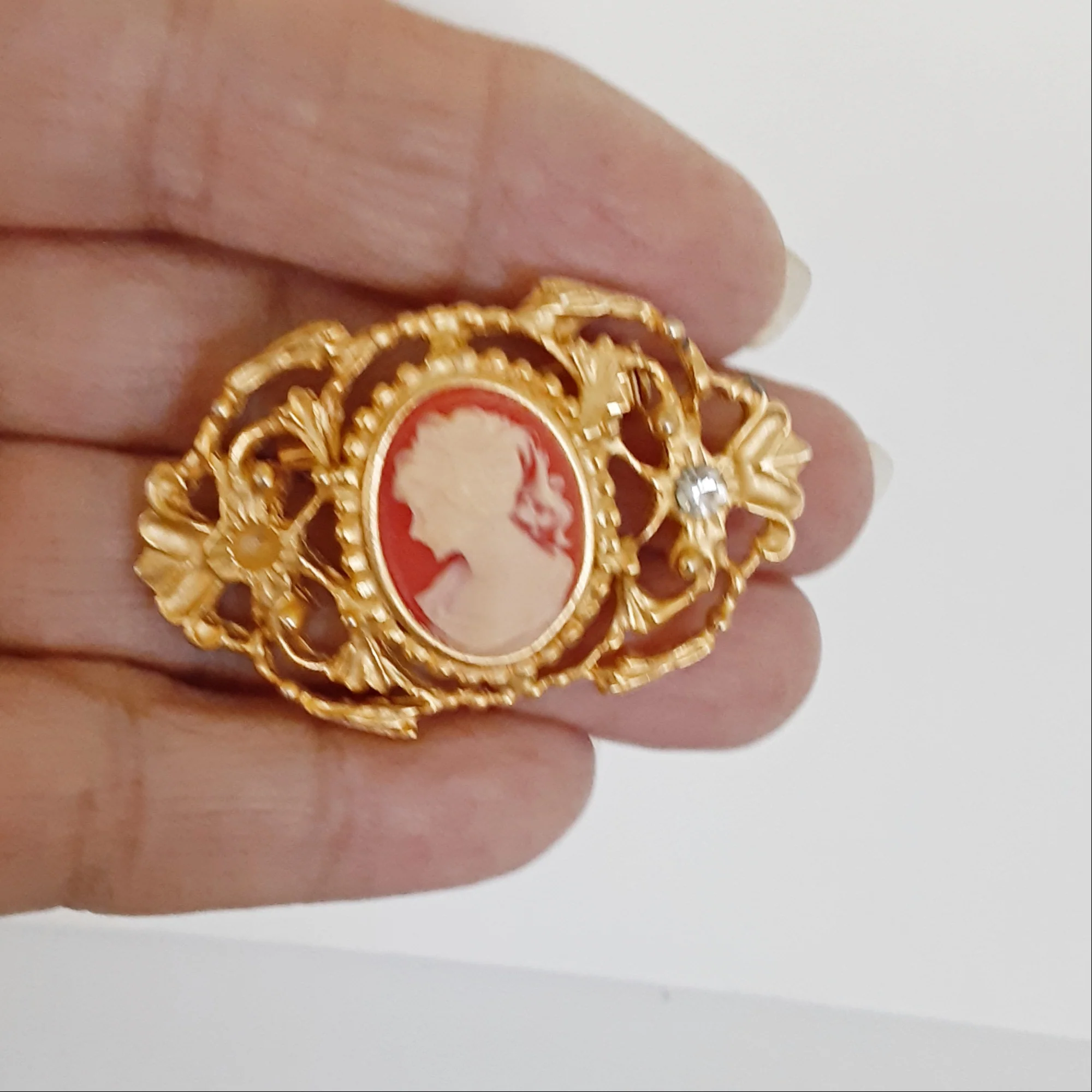 Jewelry Set Cameo Pierced Earrings Brooch Peachy By Mj Ent - Image 6
