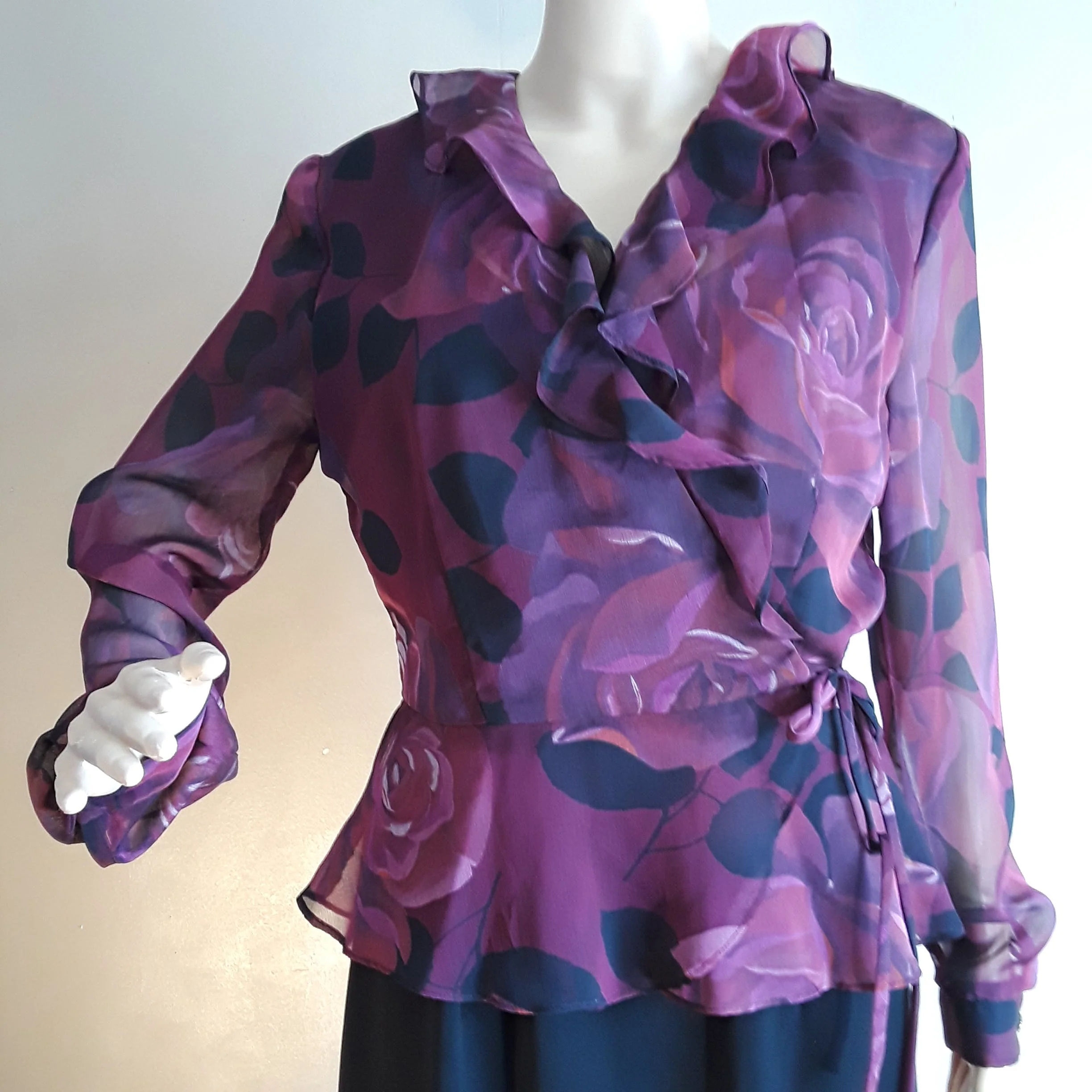 90's Floral Semi Sheer Ruffle Top Dress by John Roberts - Image 3