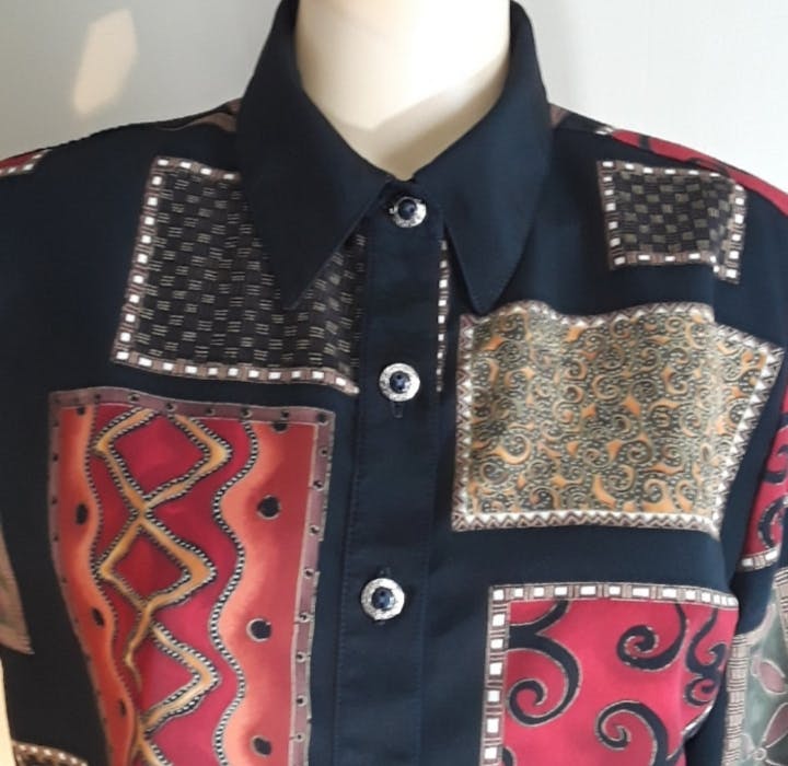 80's Funky Printed Blouse by Jordana - Image 3