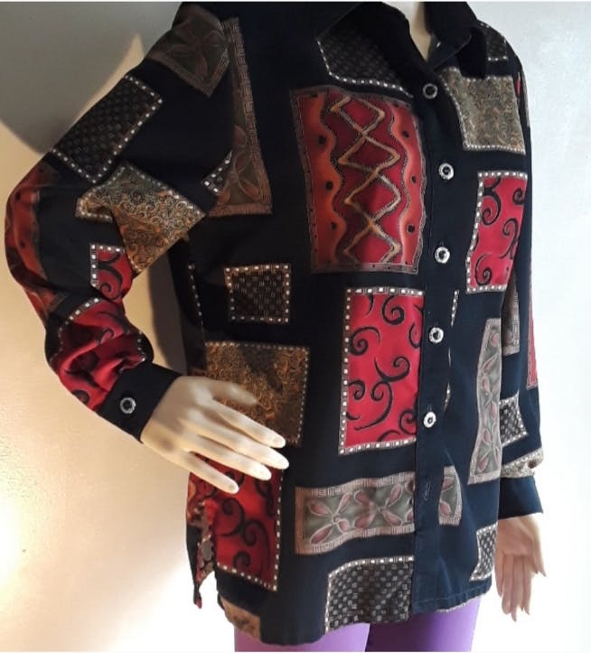 80's Funky Printed Blouse by Jordana - Image 4
