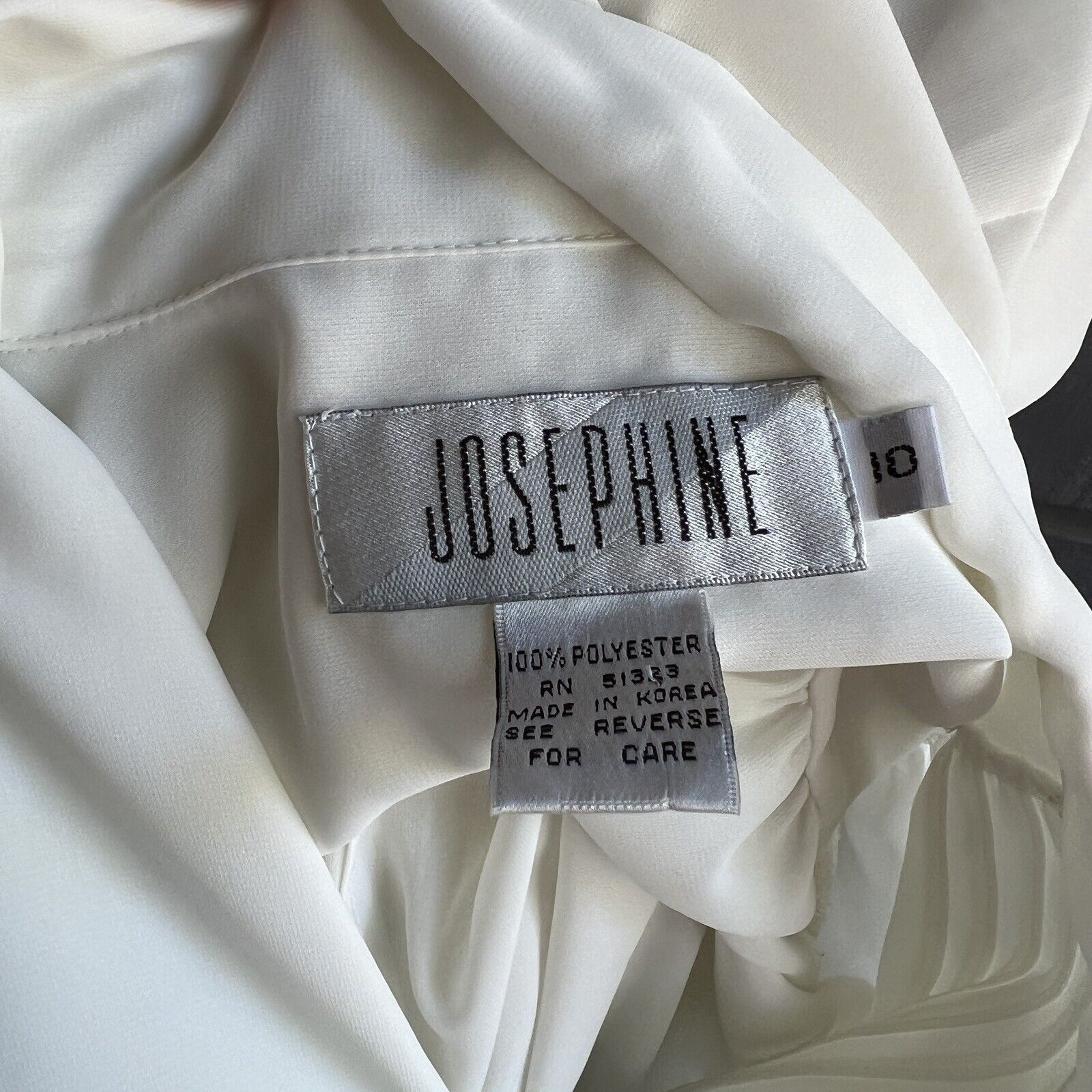 Josephine Vintage 70s White Sheer Pleated Pussy Bow Button Shirt Blouse Size 10 by Josephine - Image 11