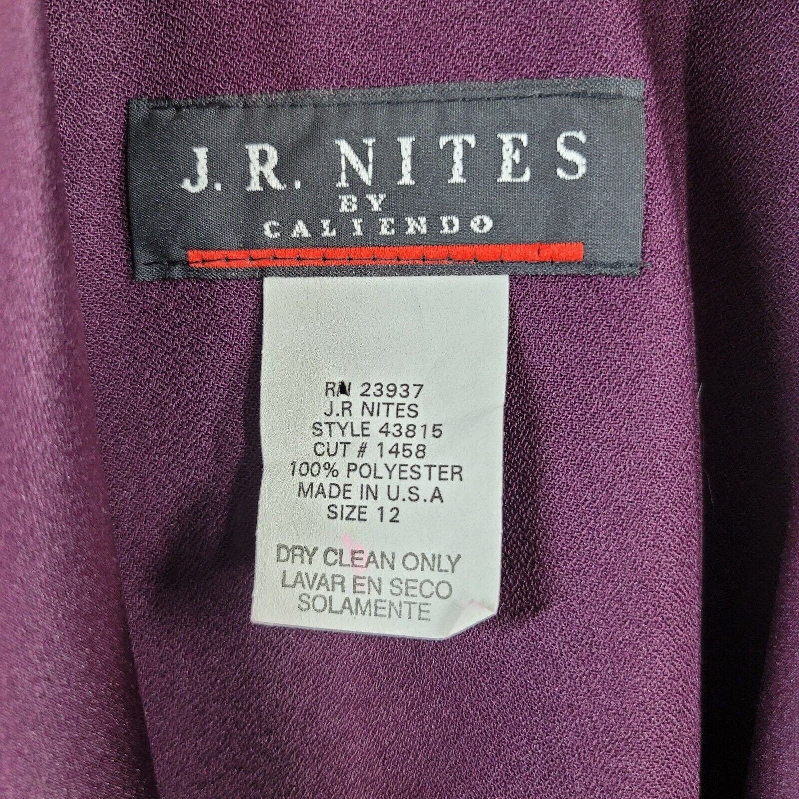 Jr Nites Blazer Dress Tuxedo Jacket Size 12 Jewel Buttons Evening Purple Satin by Caliendo - Image 7