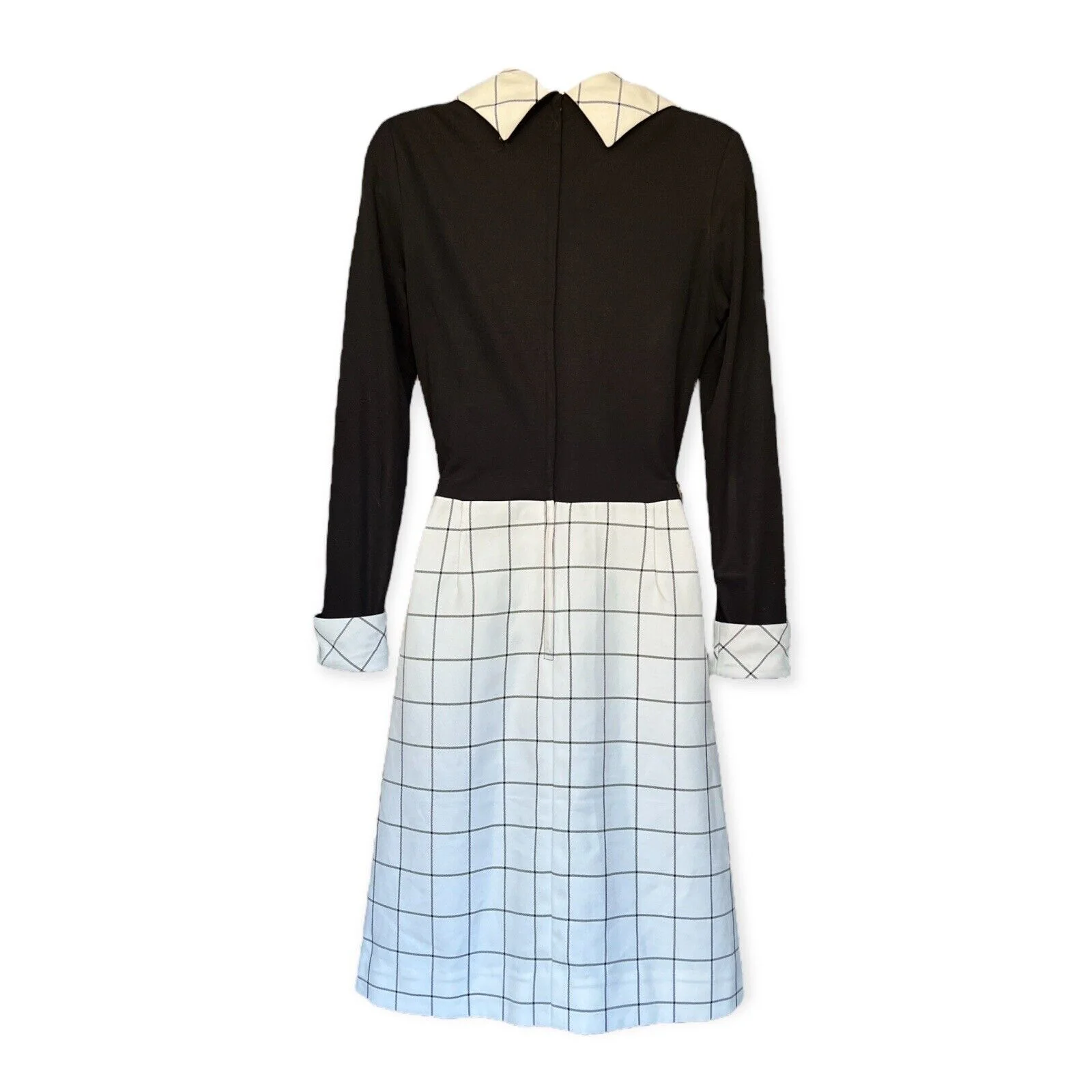 60s Black White Plaid Preppy Secretary Academia Dress By Julie Miller California - Image 2