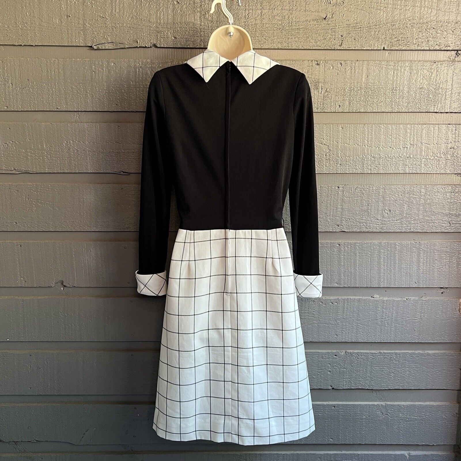 60s Black White Plaid Preppy Secretary Academia Dress By Julie Miller California - Image 7