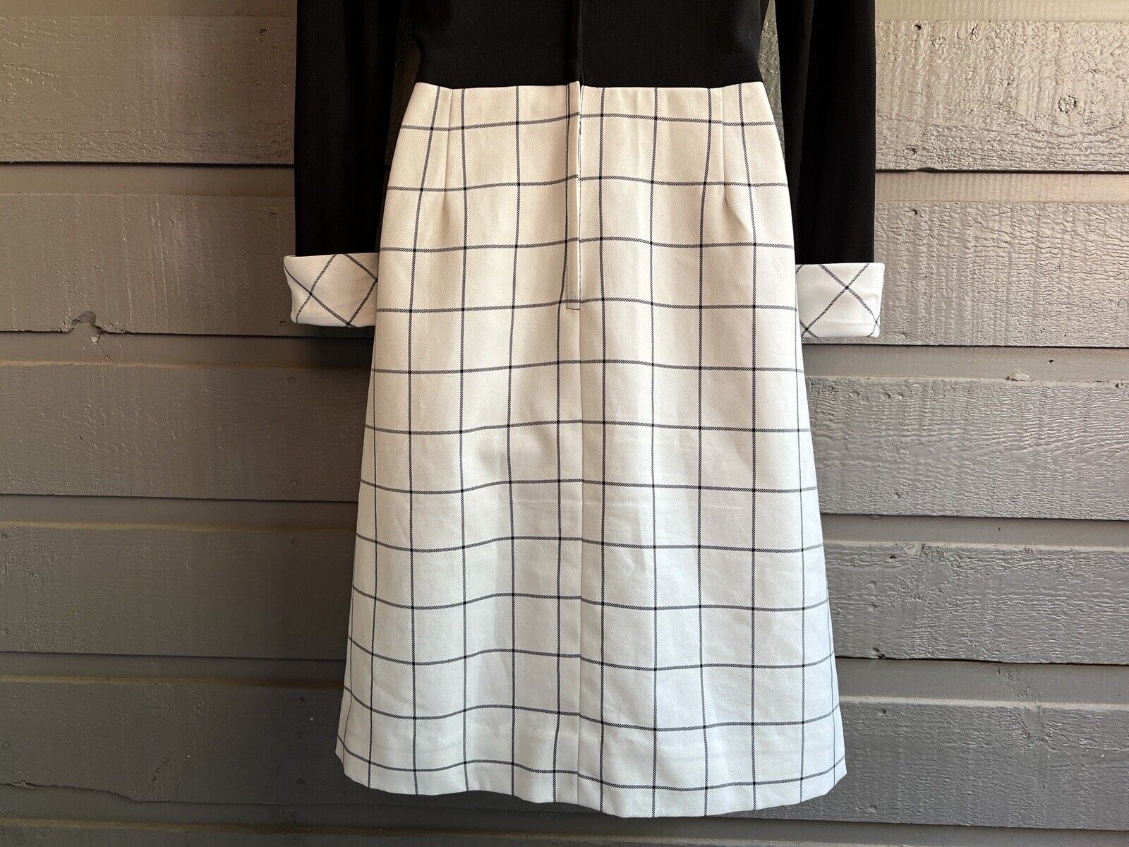 60s Black White Plaid Preppy Secretary Academia Dress By Julie Miller California - Image 9