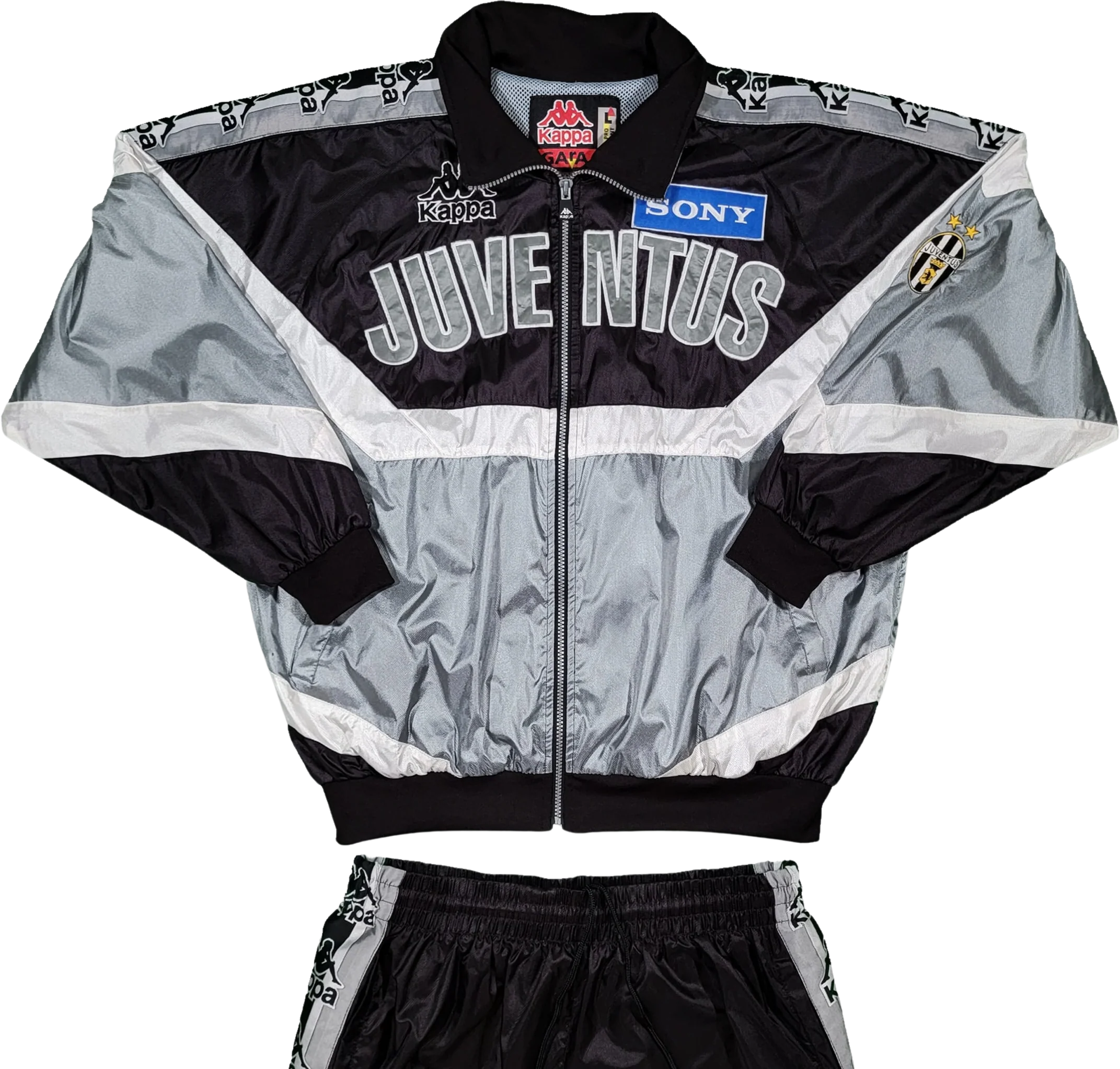 Juventus Vintage 90s Kappa Full Track Suit Includes Both Joggers Pants and Windbreaker Jacket Coat Sony Sponsor by Kappa