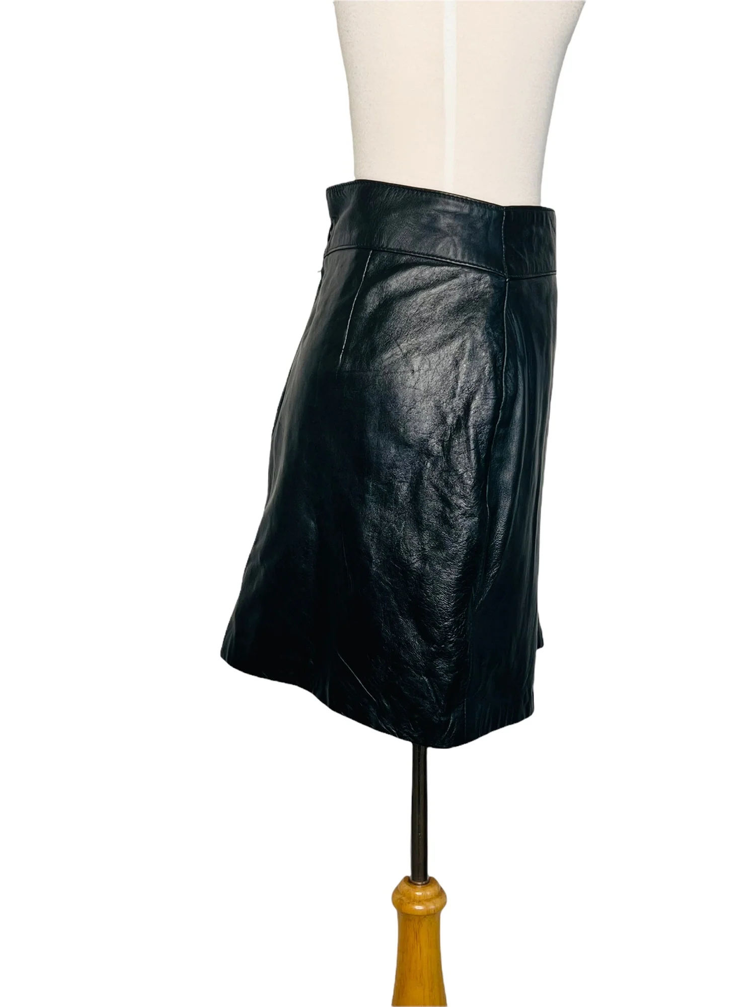 Kadosh New York Italy Vintage Leather Mini Skirt Black by Kadosh New York Italy - Image 3