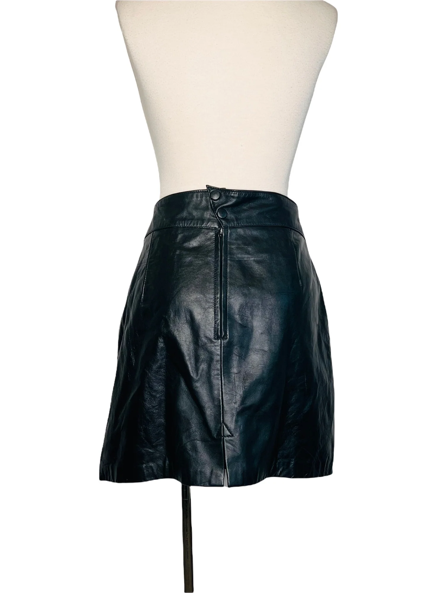 Kadosh New York Italy Vintage Leather Mini Skirt Black by Kadosh New York Italy - Image 4