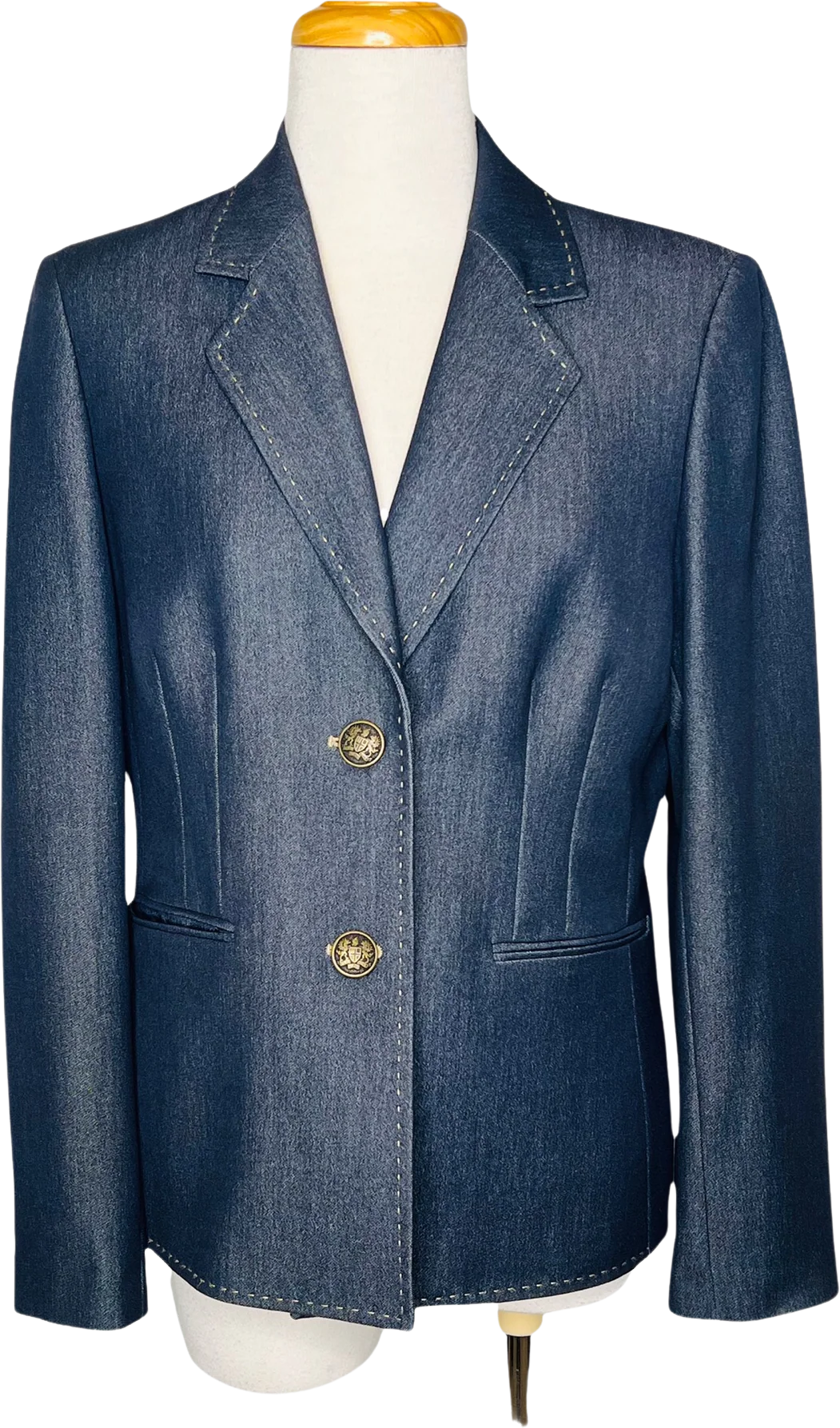 Kasper Tailored Blazer Pleated Waist Shield Buttons and Stitching by Kasper
