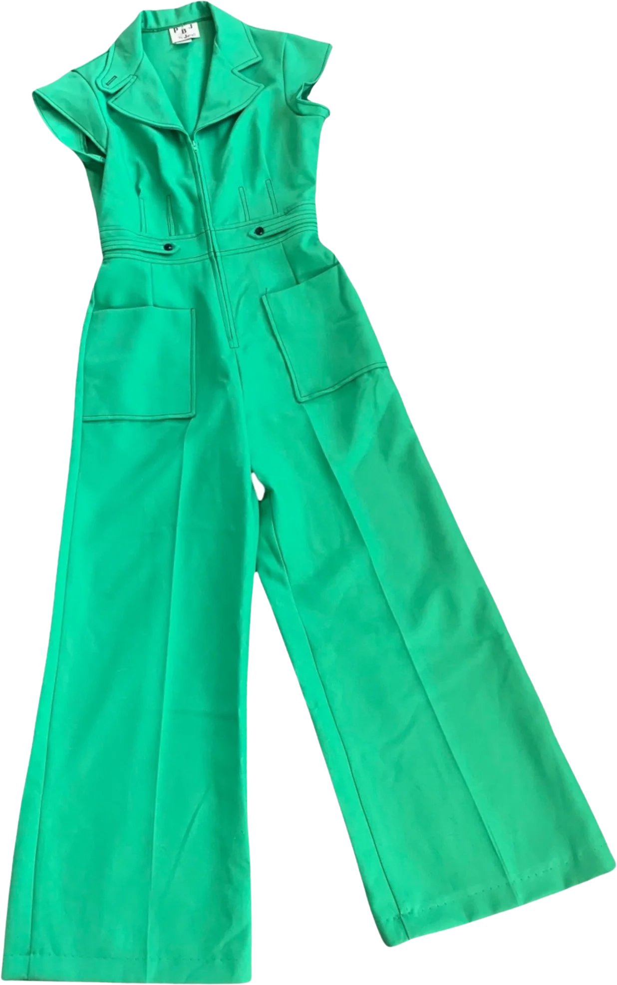 Kelly Green Powerhouse Flare Leg Zip Up Jumpsuit
