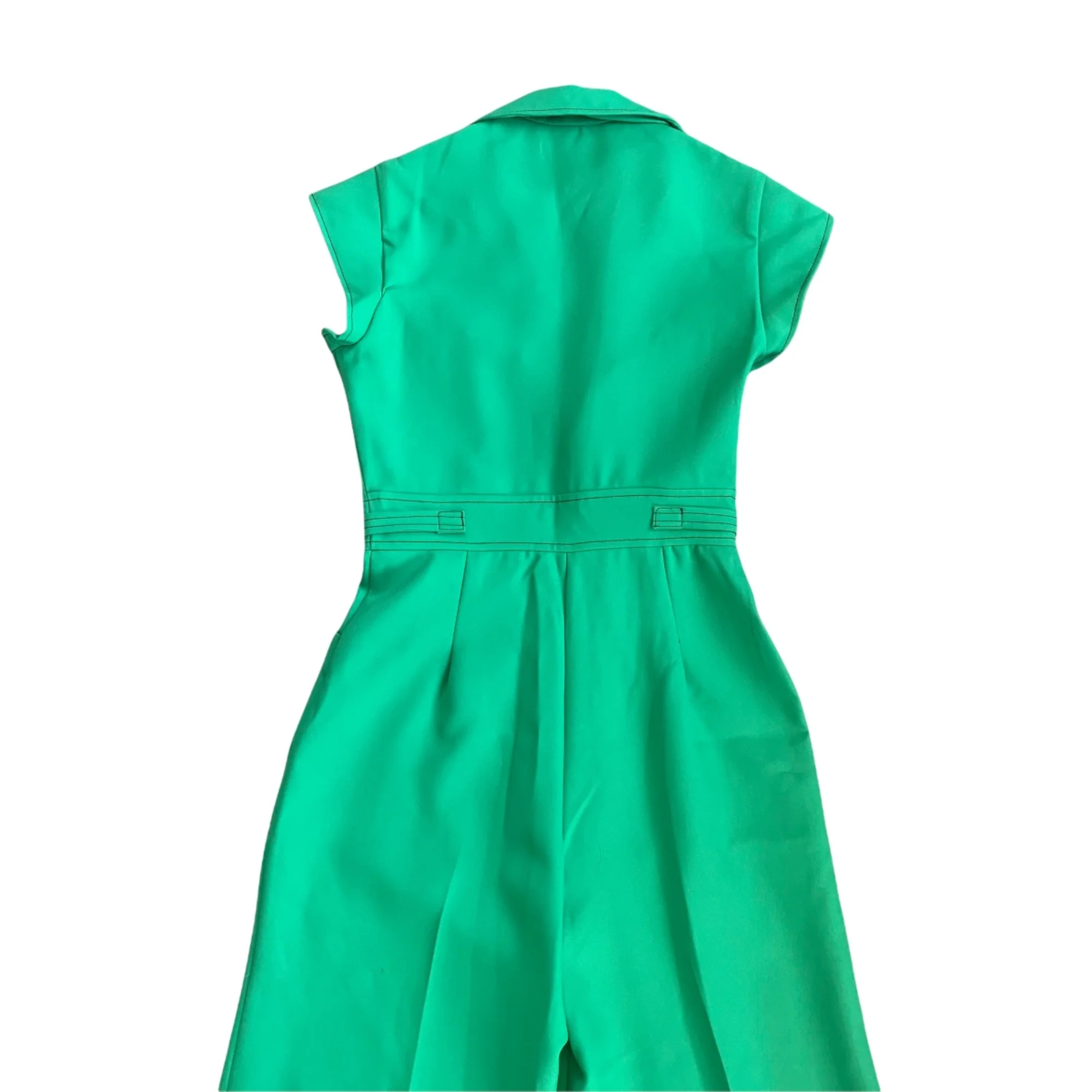 Kelly Green Powerhouse Flare Leg Zip Up Jumpsuit - Image 4