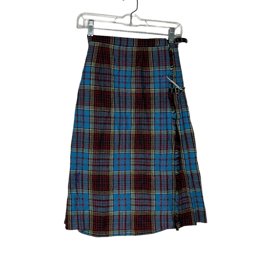 Kilt Plaid Wrap Wool Skirt Vest Set Blue Red By Moffet Scotland - Image 5