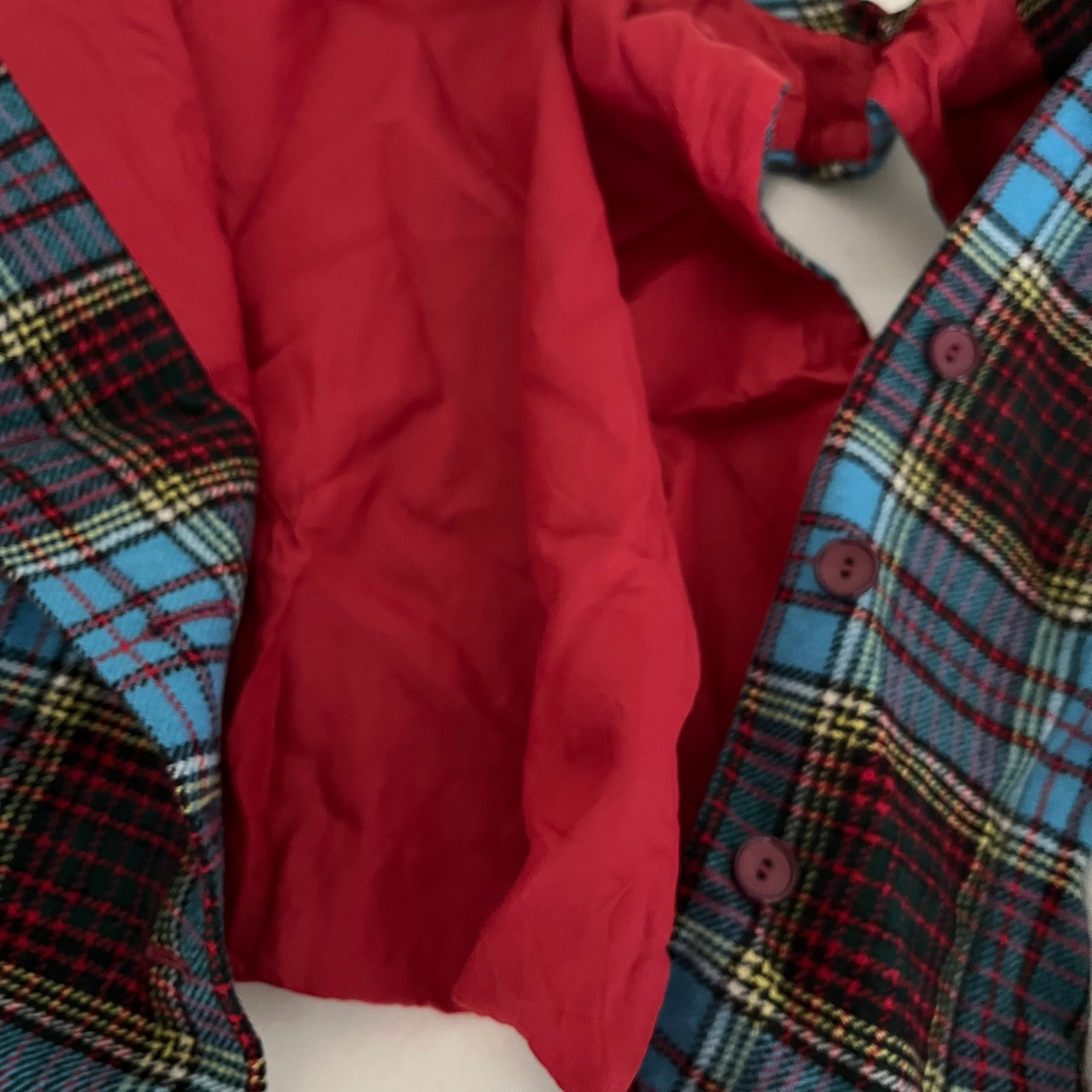 Kilt Plaid Wrap Wool Skirt Vest Set Blue Red By Moffet Scotland - Image 9