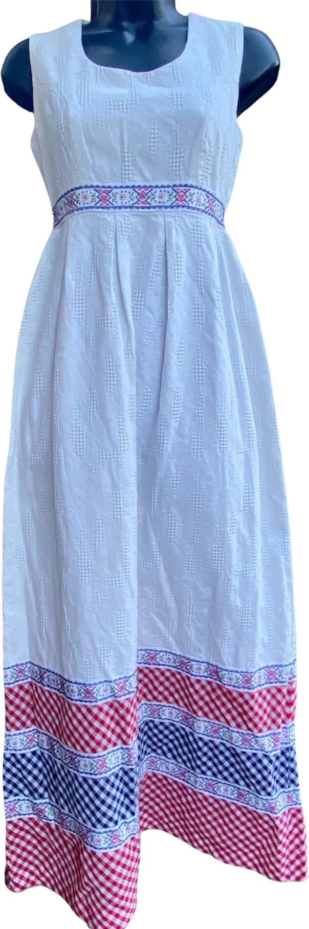 Kollection White Textured/ Gingham Dress