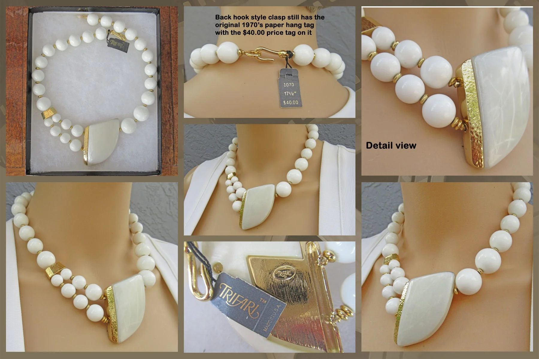Kunio Matsumoto Style Necklace Bib Collar with Original Tag Style 1070, Vtg Never Worn, Exquisite, Well Made 70s Classic Design by Trifari - Image 10
