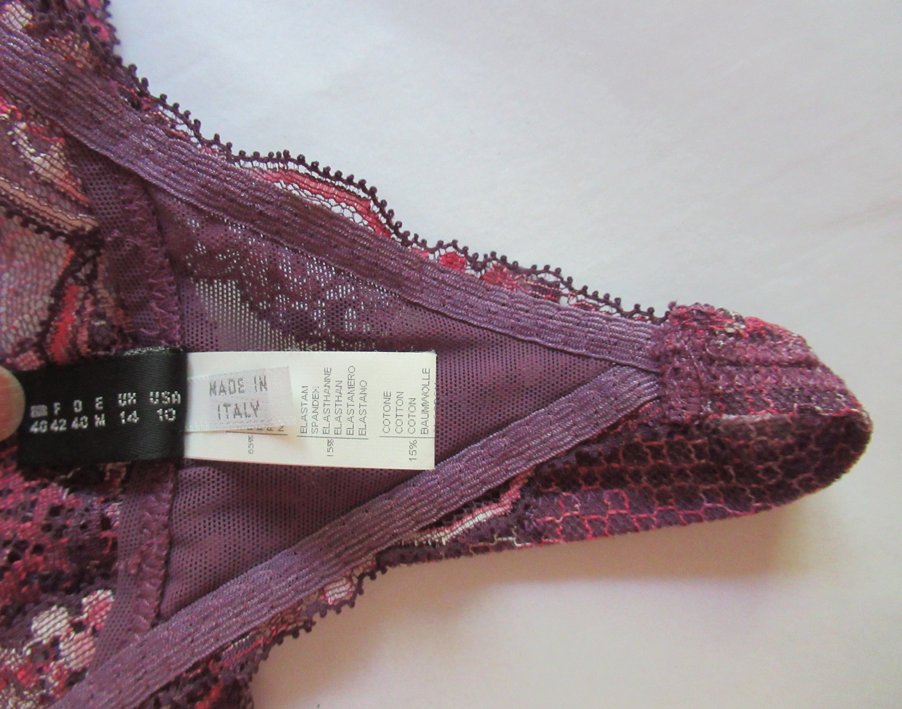 La Perla Malazia Purple and Pink Sheer Lace Thong Vintage 90s by La Perla - Image 5