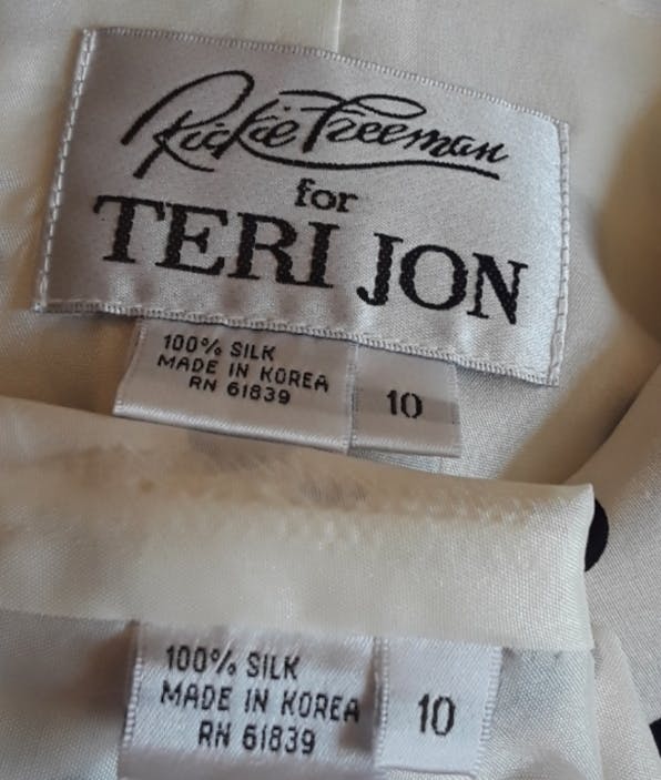 90's Lacey Silk Polka Dot Skirt Suit by Rickie Freeman For Teri Jon - Image 9