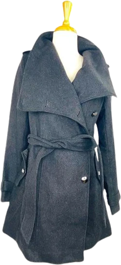 Ladies Double Breasted Trench Wool Belted Flared Logo Buttons Xs by Sam Edelman