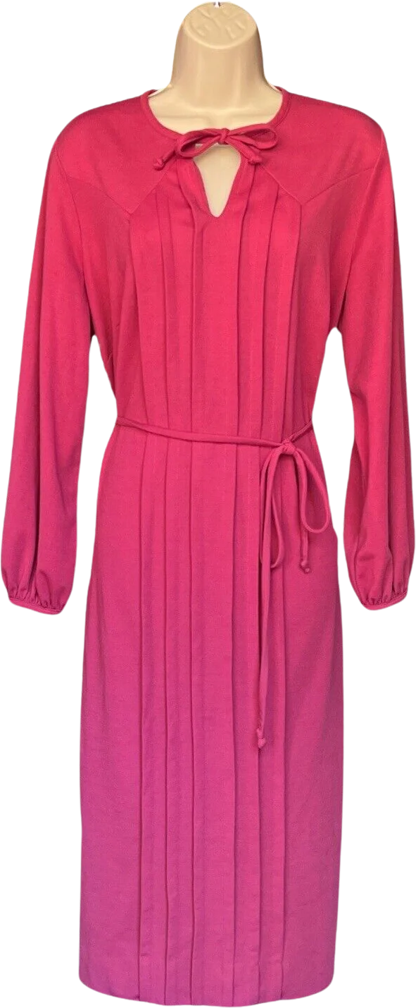 Lady Laura by Toni Todd Vintage 70s Mauve Pleated Tie Knit Hostess Maxi Dress by Lady Laura