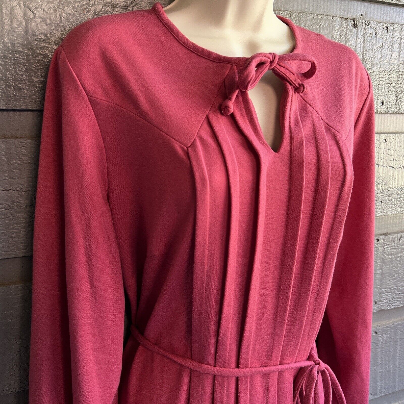 Lady Laura by Toni Todd Vintage 70s Mauve Pleated Tie Knit Hostess Maxi Dress by Lady Laura - Image 5