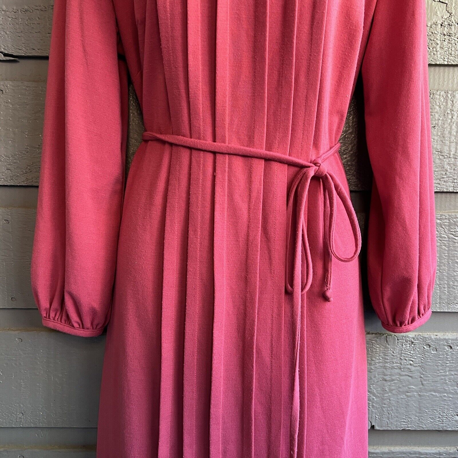 Lady Laura by Toni Todd Vintage 70s Mauve Pleated Tie Knit Hostess Maxi Dress by Lady Laura - Image 6
