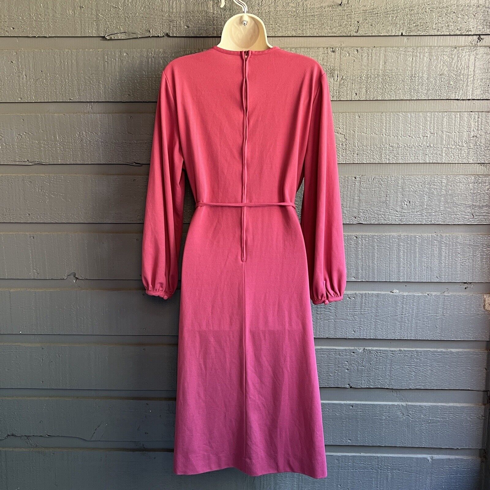 Lady Laura by Toni Todd Vintage 70s Mauve Pleated Tie Knit Hostess Maxi Dress by Lady Laura - Image 8
