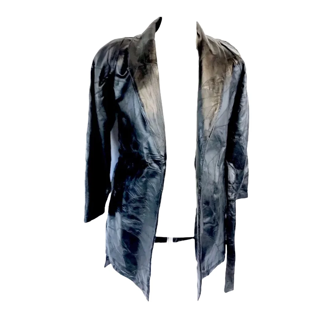 Lambskin Leather Trench Coat Italian Stone Design Nwt Womens M by Giovanni Navarre - Image 4