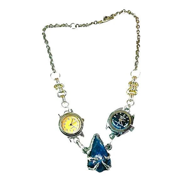 Lapis Lazuli Dragon Claw Vintage Watch Handcrafted Necklace Upcycled Repurposed - Image 5