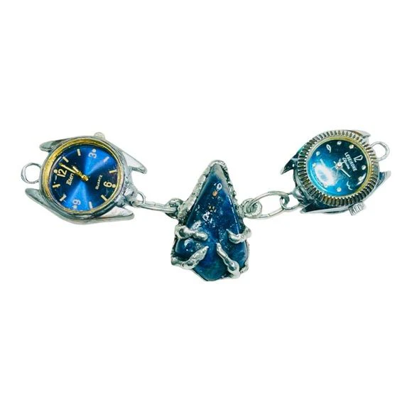 Lapis Lazuli Dragon Claw Vintage Watch Handcrafted Necklace Upcycled Repurposed - Image 6