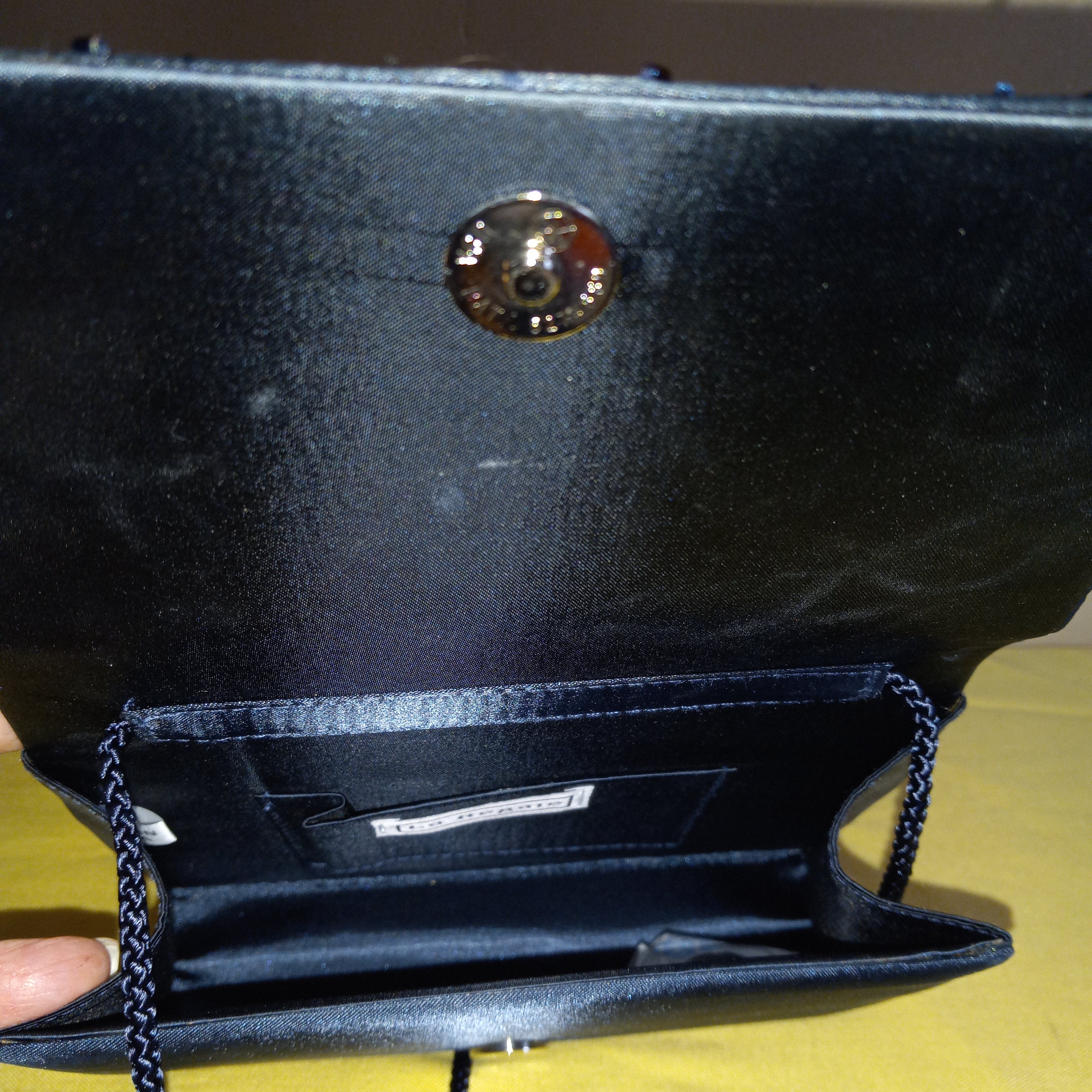 80's Beaded Navy Blue Evening Mini Bag by La Regate - Image 3