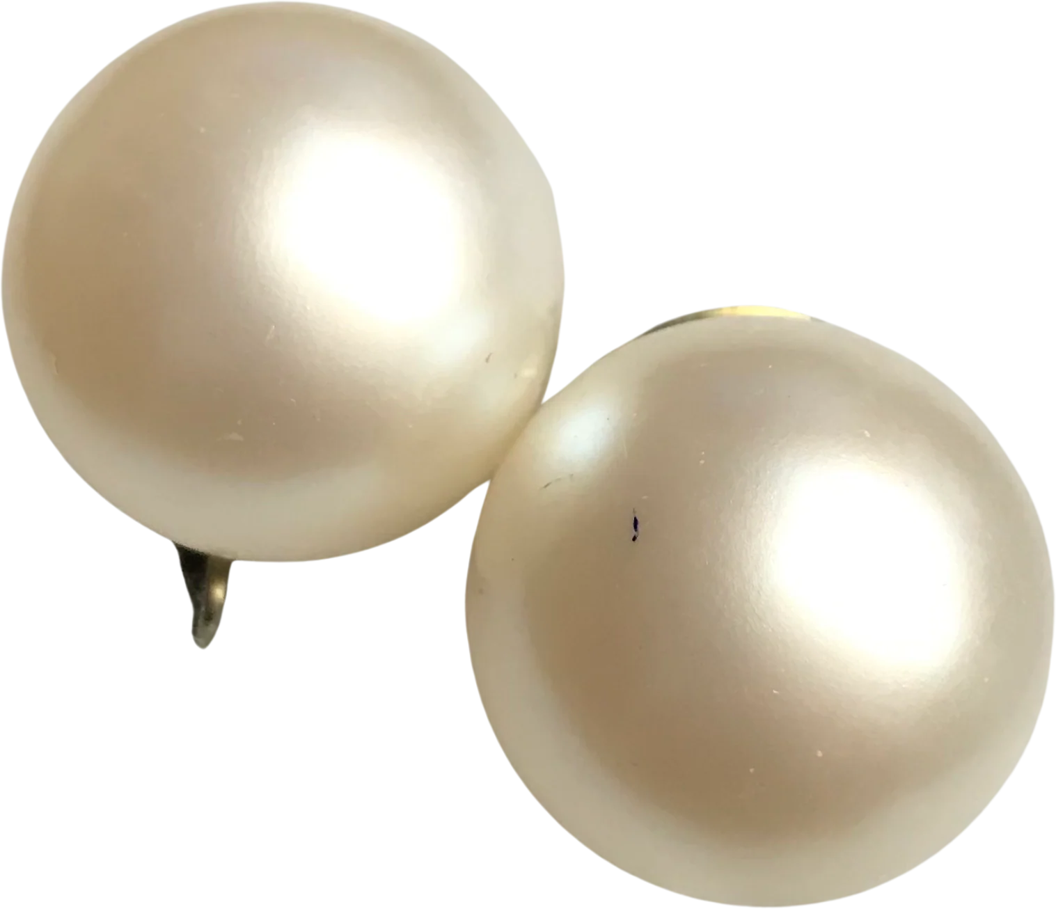 Large 1 Inch Faux Pearl Clip On Earrings