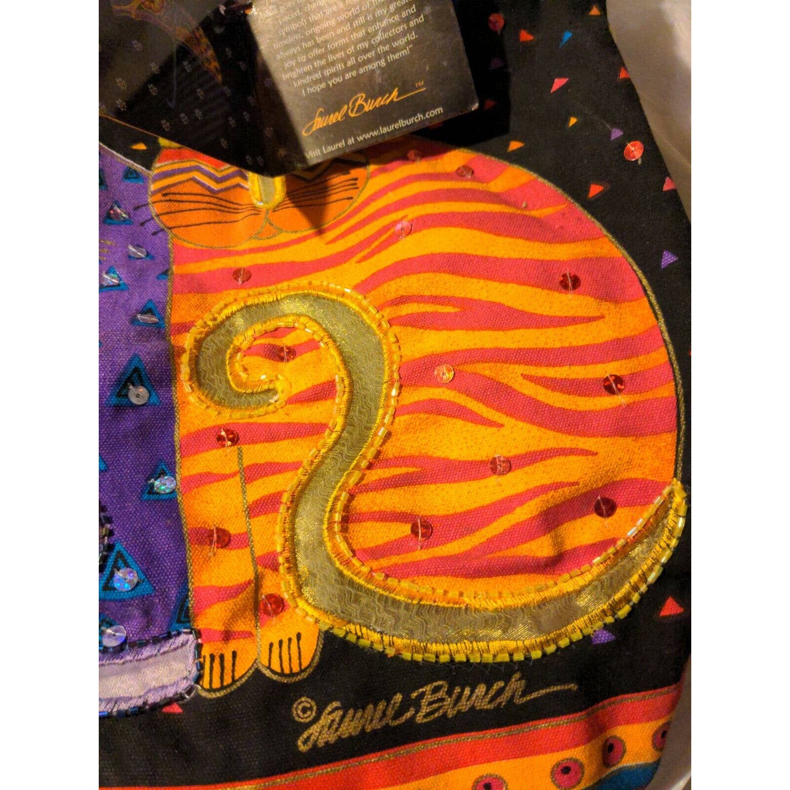 Large Cat Tote Bag Cotton Canvas Feline Friends by Laurel Burch - Image 7