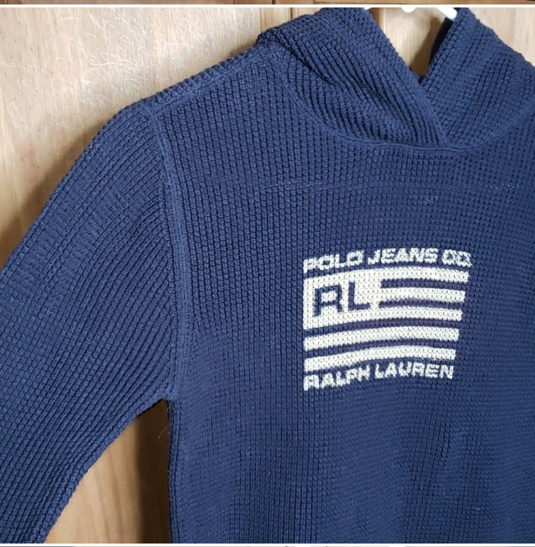 90's Large Flag Hooded Sweater by Polo Ralph Lauren - Image 3