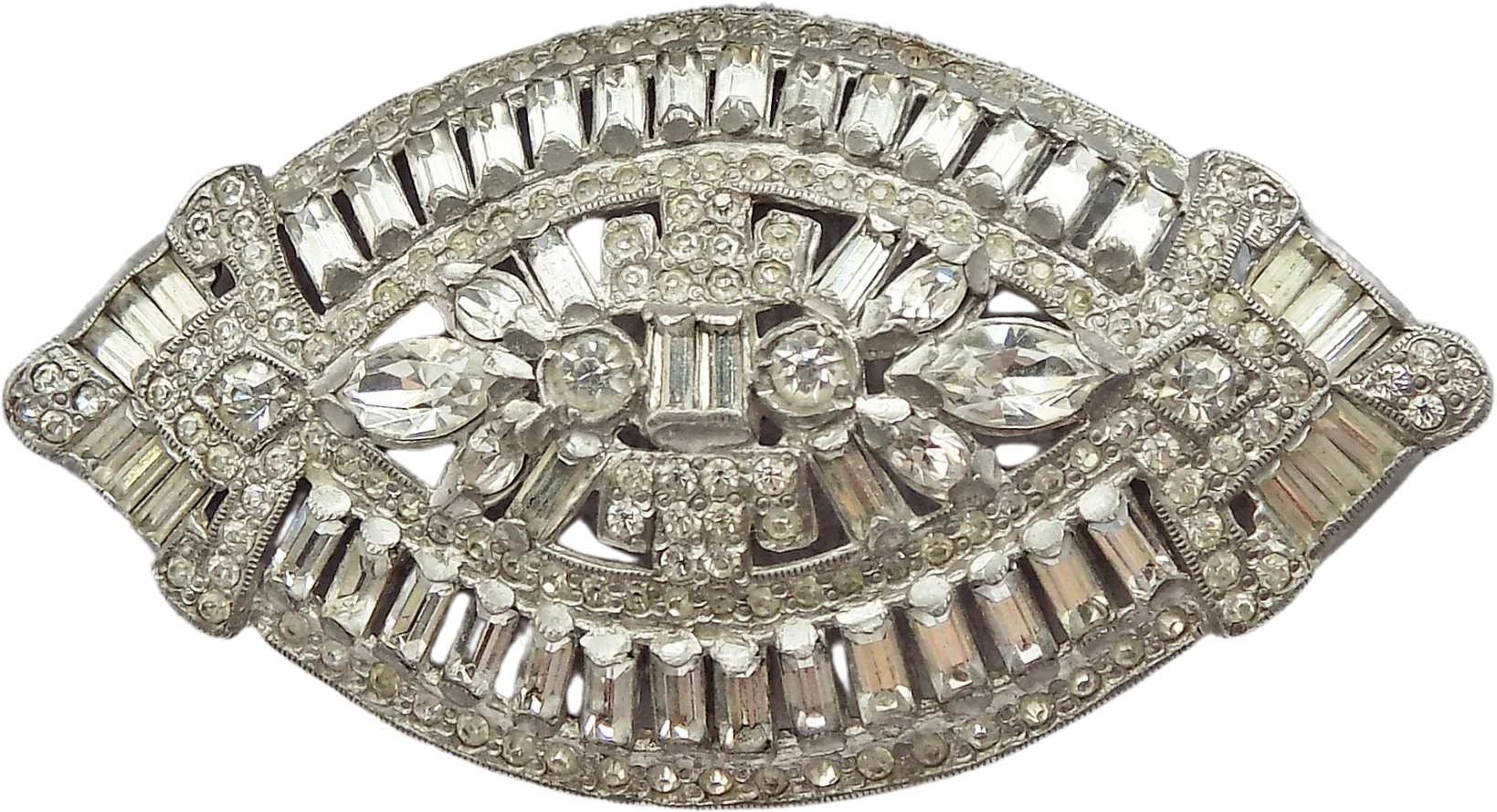 Large Vintage Art Deco Pin Brooch 3 Inches X 175" X 50" Pot Metal Complete C Clasp
