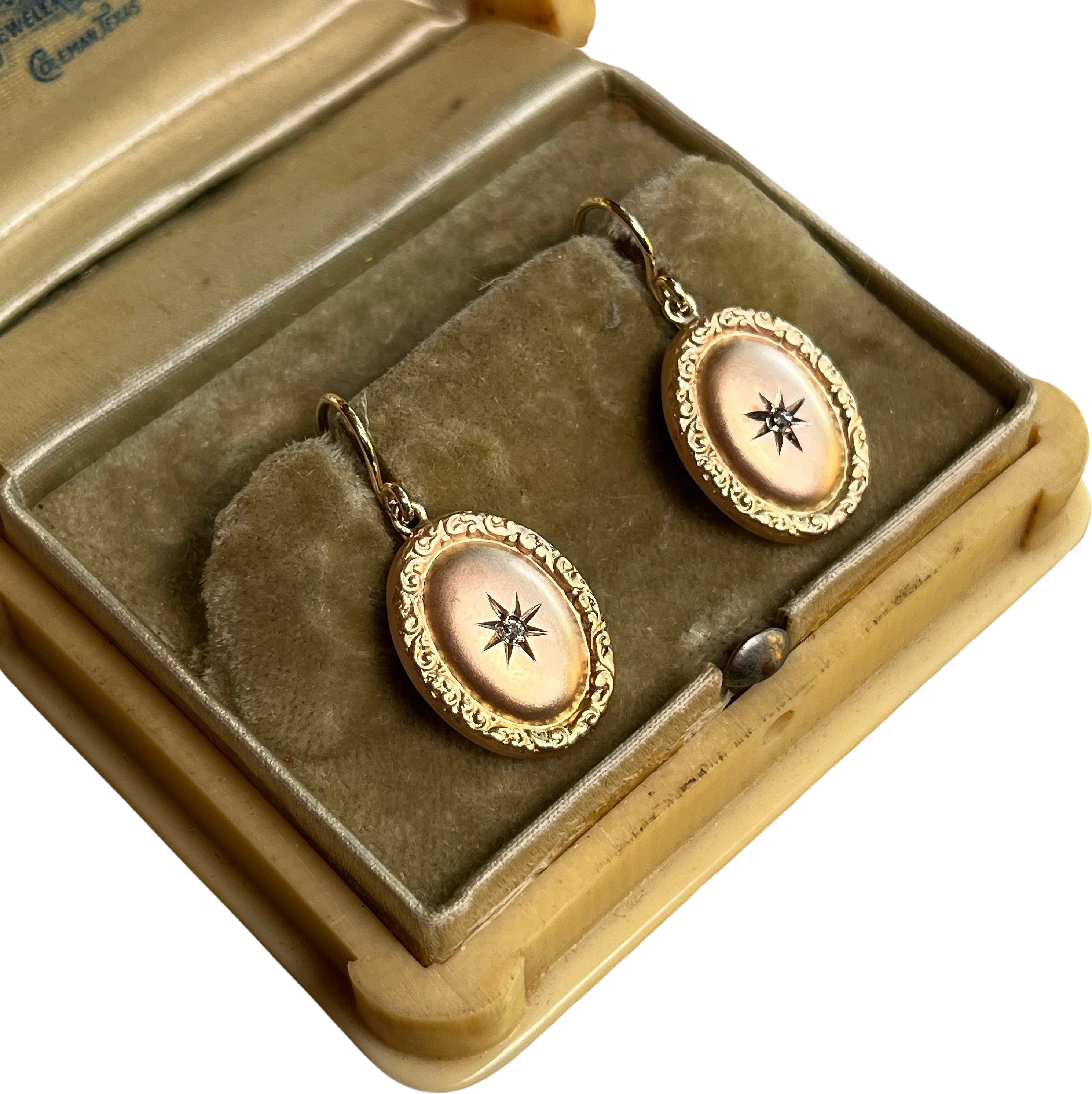 Late 19th-Early 20th C. 14k Gold Earrings Antique Victorian Edwardian Jewelry