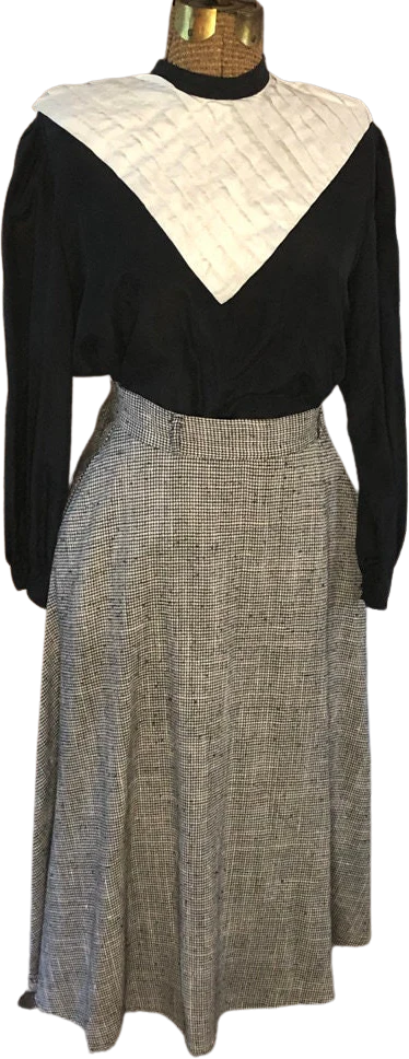 Late 70s/early 80s Smart Pants Long Black and White Houndstooth Skirt